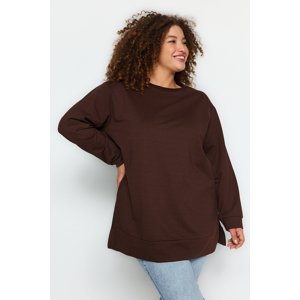 Trendyol Curve Brown Plus Size Sweatshirt