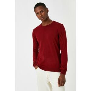 Koton Men's Claret Red Basic Sweater