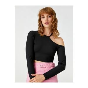 Koton Crop T-Shirt Long Sleeve Window Detailed