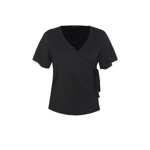 Trendyol Curve Black Double Breasted Tie Detailed Knitted Blouse