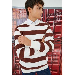 Koton Men's Brown Striped Sweatshirt