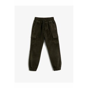 Koton Corduroy Cargo Pants with Tie Waist, Pocket