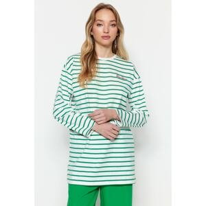 Trendyol Green Striped Embroidery Detailed Knitted Tunic