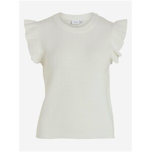 Cream Women's Ribbed T-Shirt VILA Ril - Women