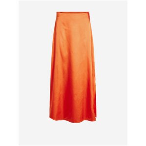 Orange ladies satin maxi skirt VILA Ella - Ladies