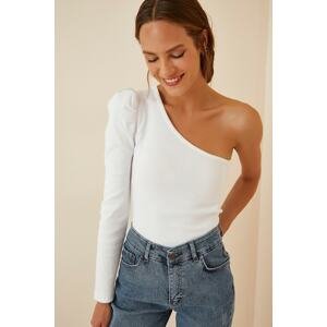 Happiness İstanbul Women's White One-Shoulder Knitted Blouse