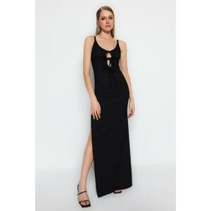 Trendyol Black Woven Piping Long Evening Evening Dress