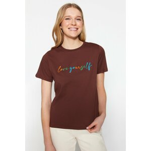 Trendyol T-Shirt - Braun - Regular fit