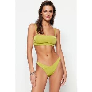 Trendyol Green V-Cut Silvery High Leg Bikini Bottoms