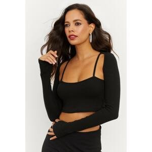 Cool & Sexy Women's Black Camisole Crop Top B1681