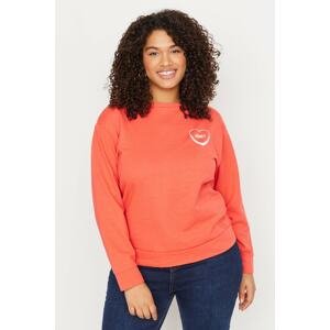 Trendyol Curve Plus Size Sweatshirt - Pink - Fitted