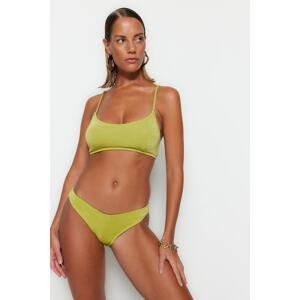 Trendyol Green V-Cut csillogó normál lábú bikini alsó