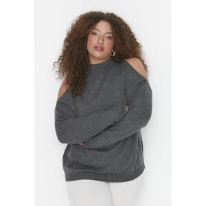 Trendyol Curve Plus Size Sweater - Gray - Relaxed fit