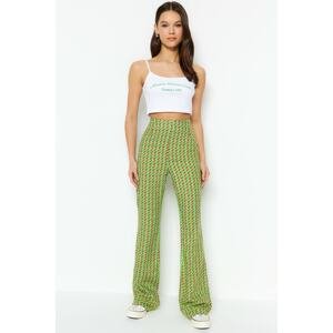 Trendyol Green Straight Woven Geometric Pattern Trousers