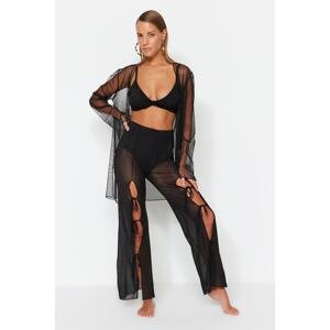 Trendyol Black Weave Mesh Pants with Slits