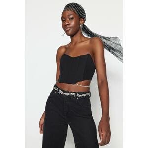 Trendyol Black Crop Lined Woven Bustier with Accessories