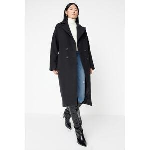 Trendyol Black Oversize Wide Cut Long Wool Cashmere Coat