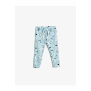 Koton Soft Textured Polar Bear Printed Jogger Sweatpants With Pockets Tie Waist.