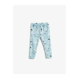 Koton Soft Textured Polar Bear Print Jogger Sweatpants With Pockets Tie Waist.