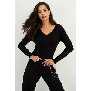 Cool & Sexy Women's Black Knitwear Blouse YV98