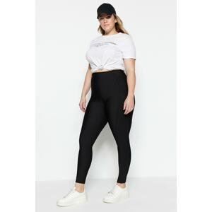 Trendyol Curve Black Knitted High Waist Stitching Detail Sports Leggings