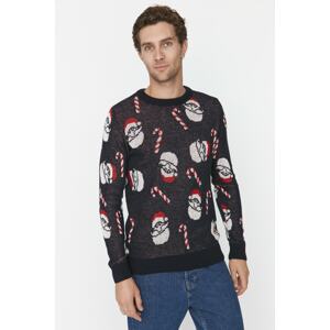 Trendyol Multicolor Men's Slim Fit Crew Neck Santa Claus Pattern Christmas Knitwear Sweater