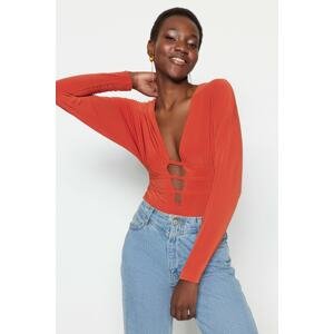 Trendyol Orange Knitted Window/Cut Out Detail Body With Snap Snaps