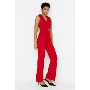 Trendyol Red Belted Maxi Woven Overalls