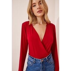 Happiness İstanbul Women's Red Padded Wrapped Sandy Blouse