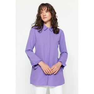 Trendyol Purple Woven Cotton Shirt with Frill Ankles