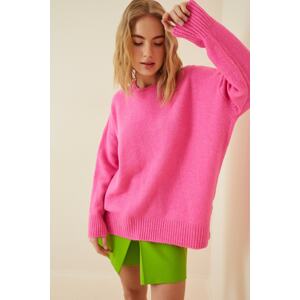 Happiness İstanbul Women's Pink Oversize Knitwear Sweater