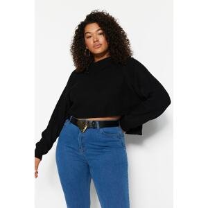 Trendyol Curve Black Collar Detailed Crop Knitwear Sweater
