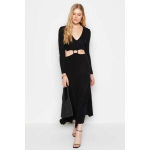 Trendyol Black Midi Knitwear Dress With Window/Cut Out Detail