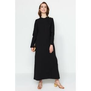 Trendyol Black Shoulder Button Detailed Knitted Dress