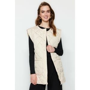 Trendyol Beige Quilted Vest with Two Pockets