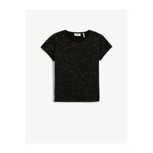 Koton Printed Short Sleeve T-Shirt. Cotton Crew Neck