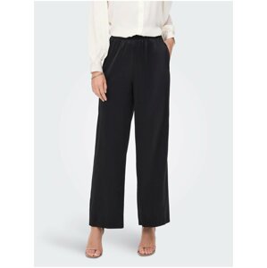 Black Womens Wide Satin Trousers ONLY Victoria - Women