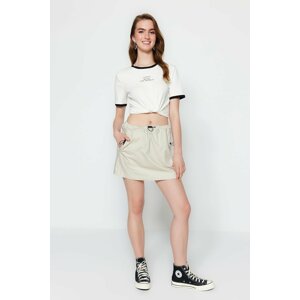 Trendyol Beige Belt Super Mini Skirt With Stopper, Woven Textured