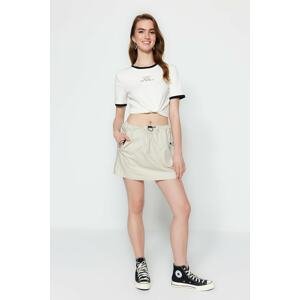 Trendyol Beige Belt Super Mini Skirt With Stopper, Woven Textured