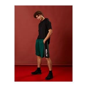 Koton Basic Basketball Shorts with Lace-Up Waist, Print Detail, Breathable Fabric.