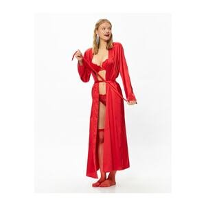 Koton Dressing Gown - Red - Regular