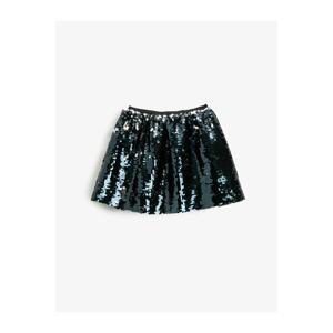 Koton Embroidered Mini Skirt with sequins and Elastic Waist.
