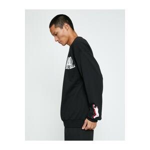 Koton Basic Crew Neck Sweatshirt with Basketball Print