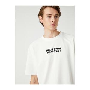 Koton Oversized T-Shirt with a slogan printed, Crew Neck Short Sleeves.