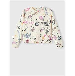 Cream Girly Patterned Sweatshirt name it Ballia - Girls