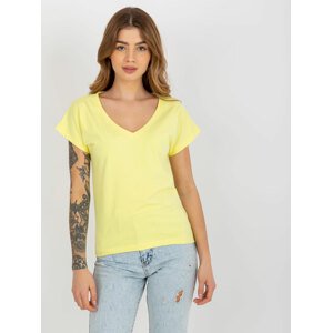 Women's Basic T-shirt with neckline - yellow