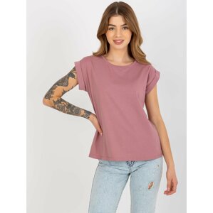Women's basic T-shirt with round neckline - pink