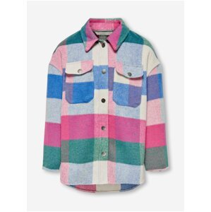 Pink-cream girly plaid shirt jacket ONLY Maci - Girls