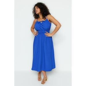 Trendyol Curve Plus Size Dress - Blue - Skater
