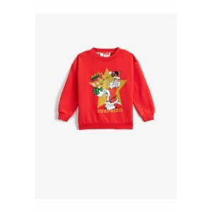 Koton Christmas Theme Tom and Jerry Printed Sweatshirt Licensed